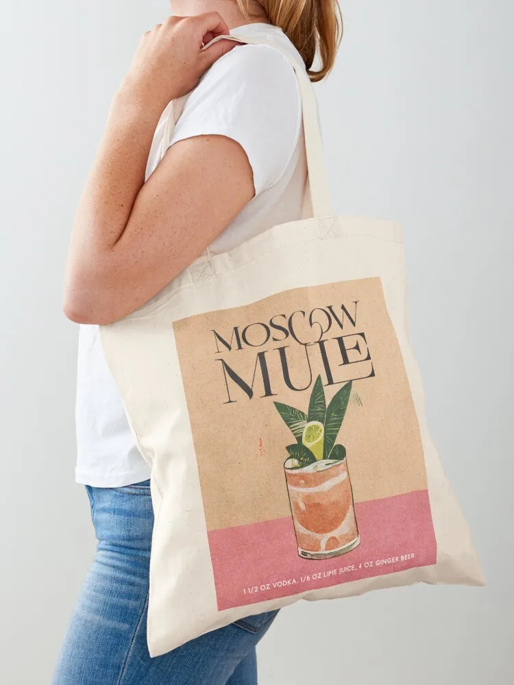 

Moscow Mule Retro Cocktail Poster Pink Table Bar Prints, Vintage Drinks, Recipe, Wall Art Tote Bag Cloth bag tote bag screen