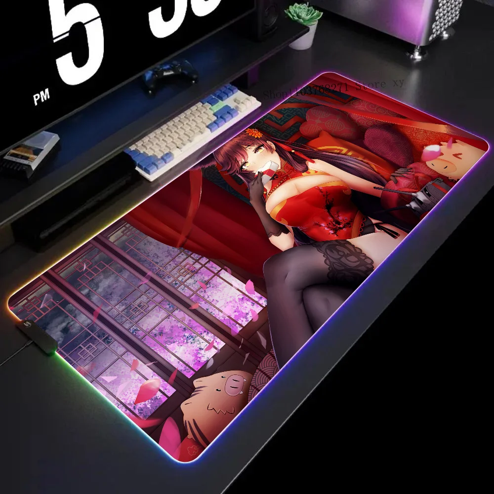 

Atago Azur Lane Sexy Anime Girl Mousepad XXL RGB Gaming Mouse Pads HD Black Gamer Accessories Large LED