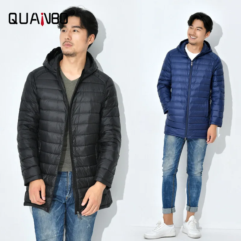 Plus Size 5XL 6XL 8XL  7xl Coats Men\'s Long Ultralight Packable Hooded Down Jacket Puffer Down Coats Black  Casual  Jackets