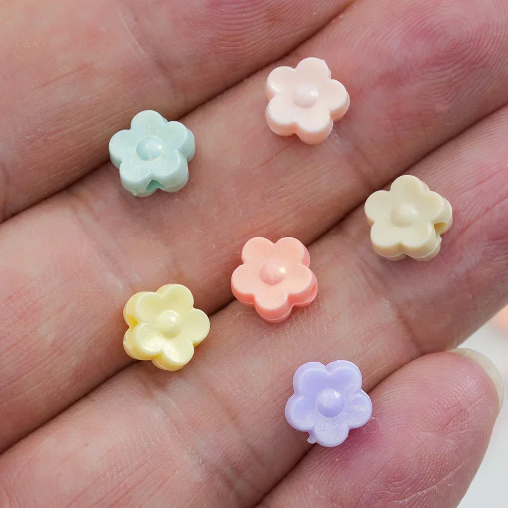 30pcs Acrylic Candy Color Spacer Beads Flower Shape Loose Perforation Beads Jewelry Making DIY Bracelets Necklace Accessories