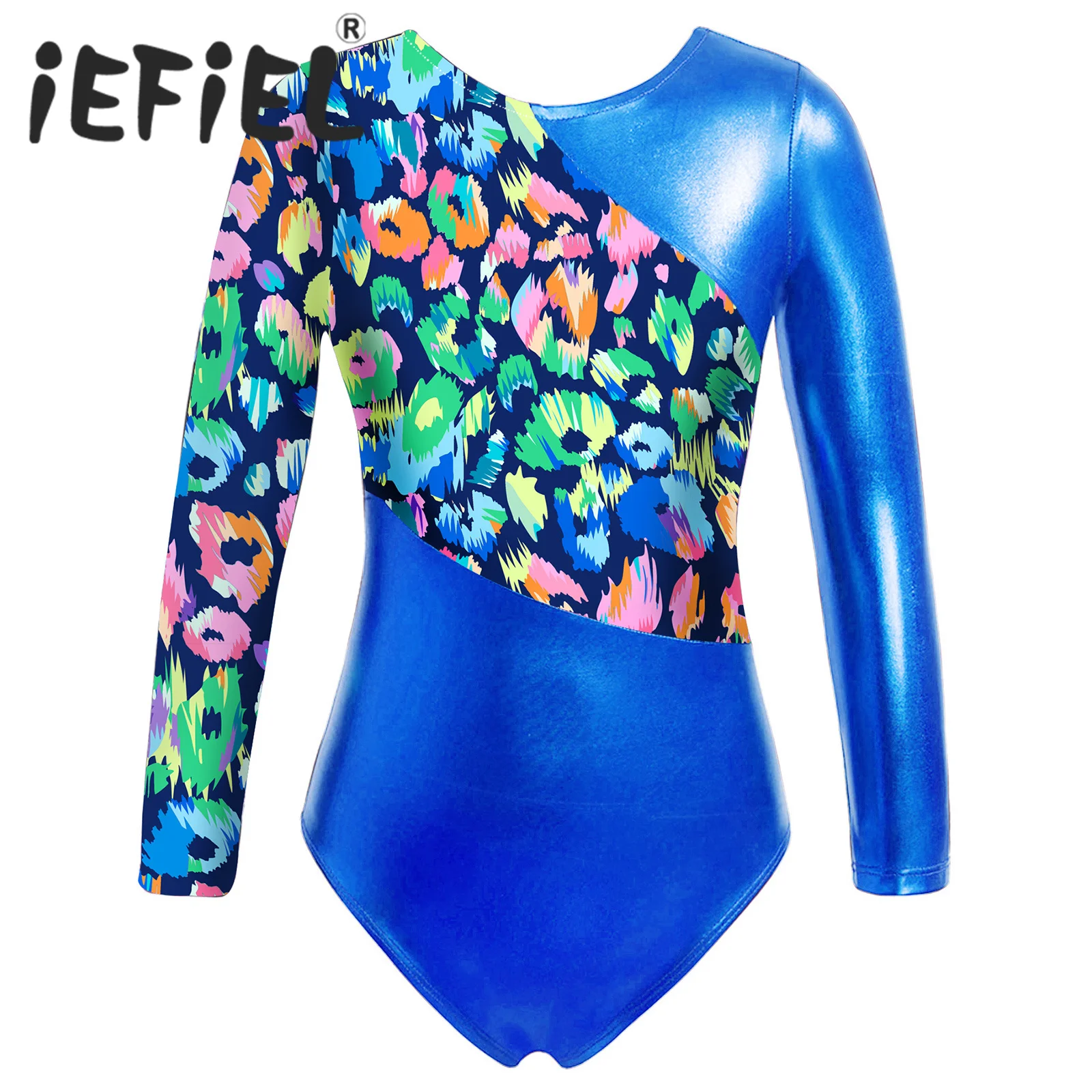 Kids Meisjes Ballet Dans Turnpakje Sport Gymnastiek Workot Bodysuit Choldren Lange Mouwen Patchwork Dancewear Jumpsuit Romper