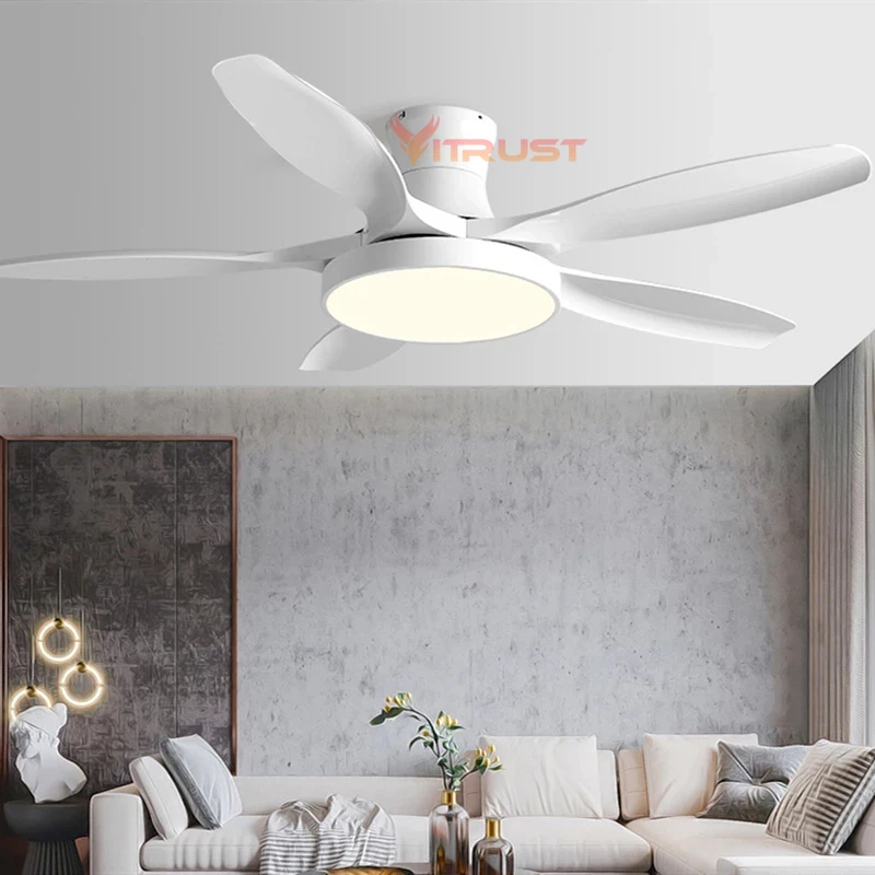 LED Ceiling Fan with Lamp DC Silent Strong Wind Ceiling Fan Light 60inch Ventilator Home Living Room Dining Bedroom Kitchen