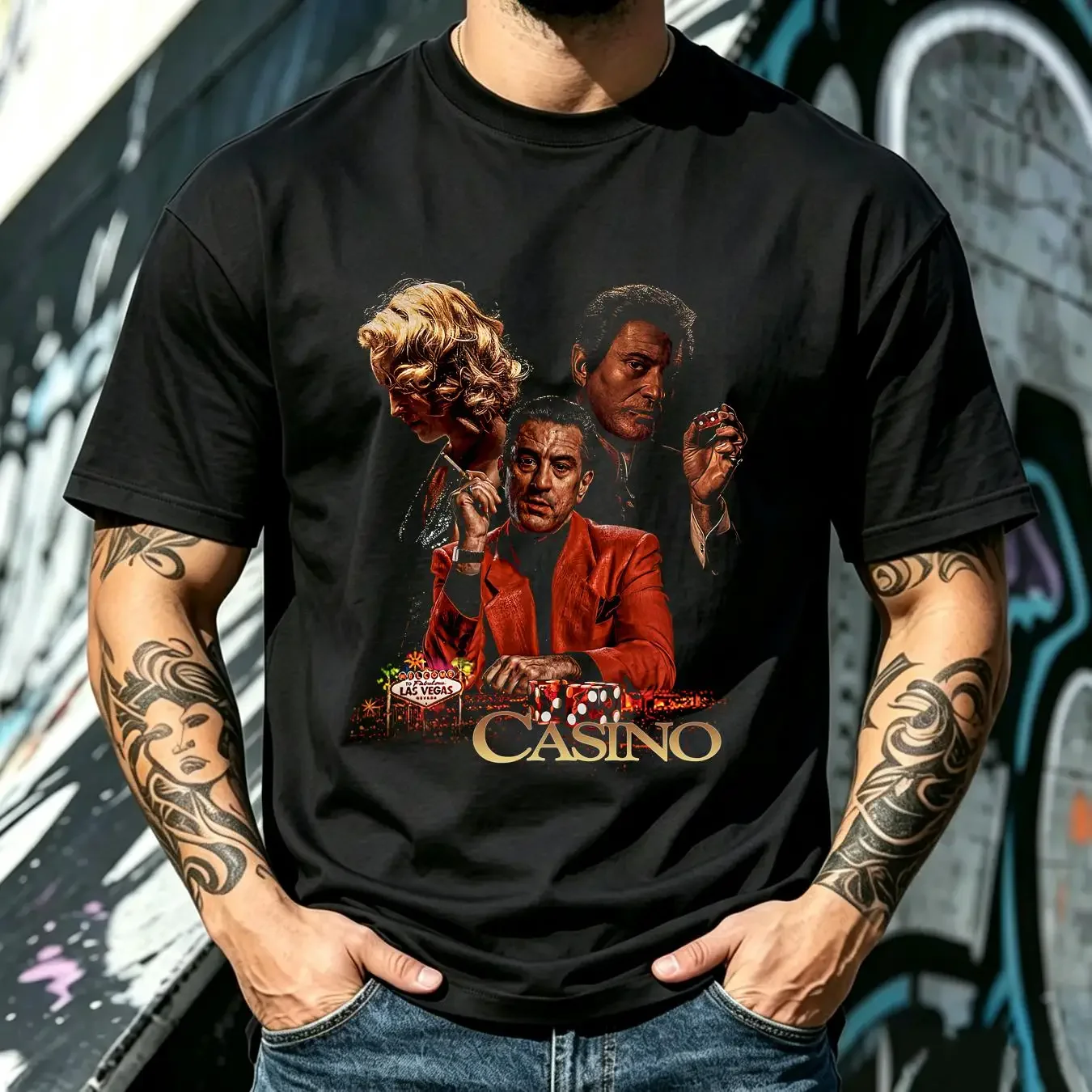 washed T Shirt Casino De Niro Stone Pesci Mob Movie Fan vintage Washed Versatile Slightly Casual Top For Everyday Wear fashion