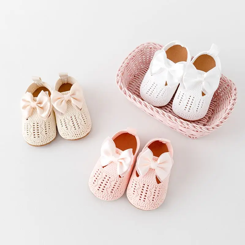Baby Girl Garden Shoes 0-18M Sweet Cute Bow First Walker Lightweight Cloth Sole Comfortable Spring Autumn Newborn