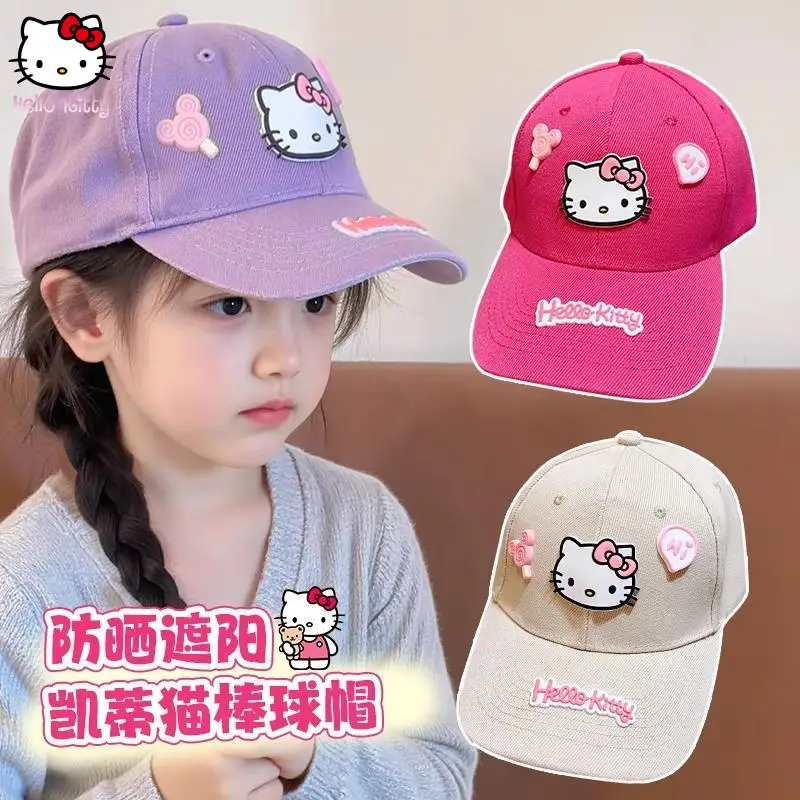 

Hello Kitty Kawaii Children's Baseball Cap Cartoon Anime Sanrio Sunscreen Duckbill Cap Summer New Sun Hat Fashiona Sweet Comfort