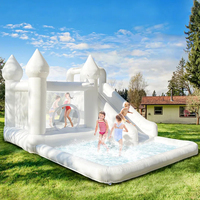 White Grade Bounce House With Slide Inflatable Water Slide Jumping Castle Kids Pool Ball Pit Children Summer Water Play Outdoor