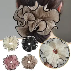 Pleated Colonic Scrunchie Style Exaggerated Temperament Headband Ponytail Tied Hair Band Chiffon Crisp Women Girls Hair Pin