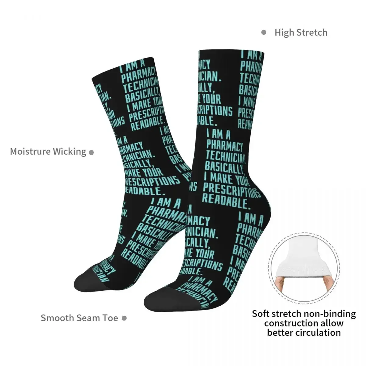 I Am Pharmacy Technician. Basically Socks Harajuku Sweat Absorbing Stockings All Season Long Socks for Unisex Birthday Present