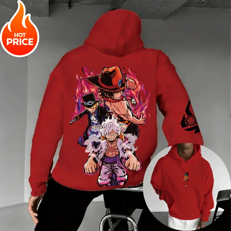 

Цельный Луффи Сабо Ace 2026, уличная одежда в стиле Харадзюку, мужская винтажная толстовка с капюшоном, зимняя женская толстовка большого размера с капюшоном, топ с длинными рукавами