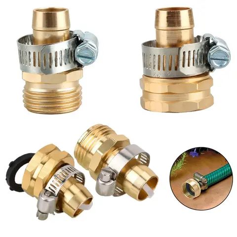 3/4 Inch Garden Hose Repair Mender Kit Hose Connector With Stainless Steel Clamp Connector Set Garden Watering Irrigation System