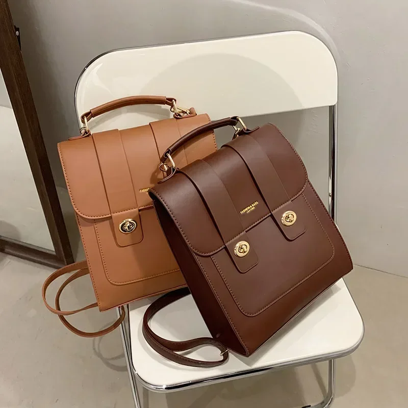 New Vintage Brand Woman Backpack High Quality PU Leather School Bags For Teenage Girls Fashion Soft Ladies Double Shoulder Bags