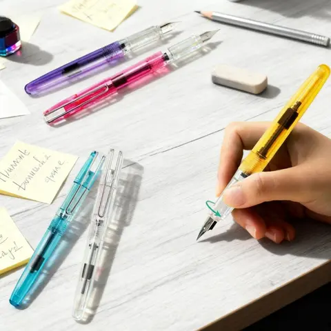 Colorful Transparent Fountain Pen EF Nib Visible Ink Window for Students Write Painting Calligraphy Practice Office Signatures