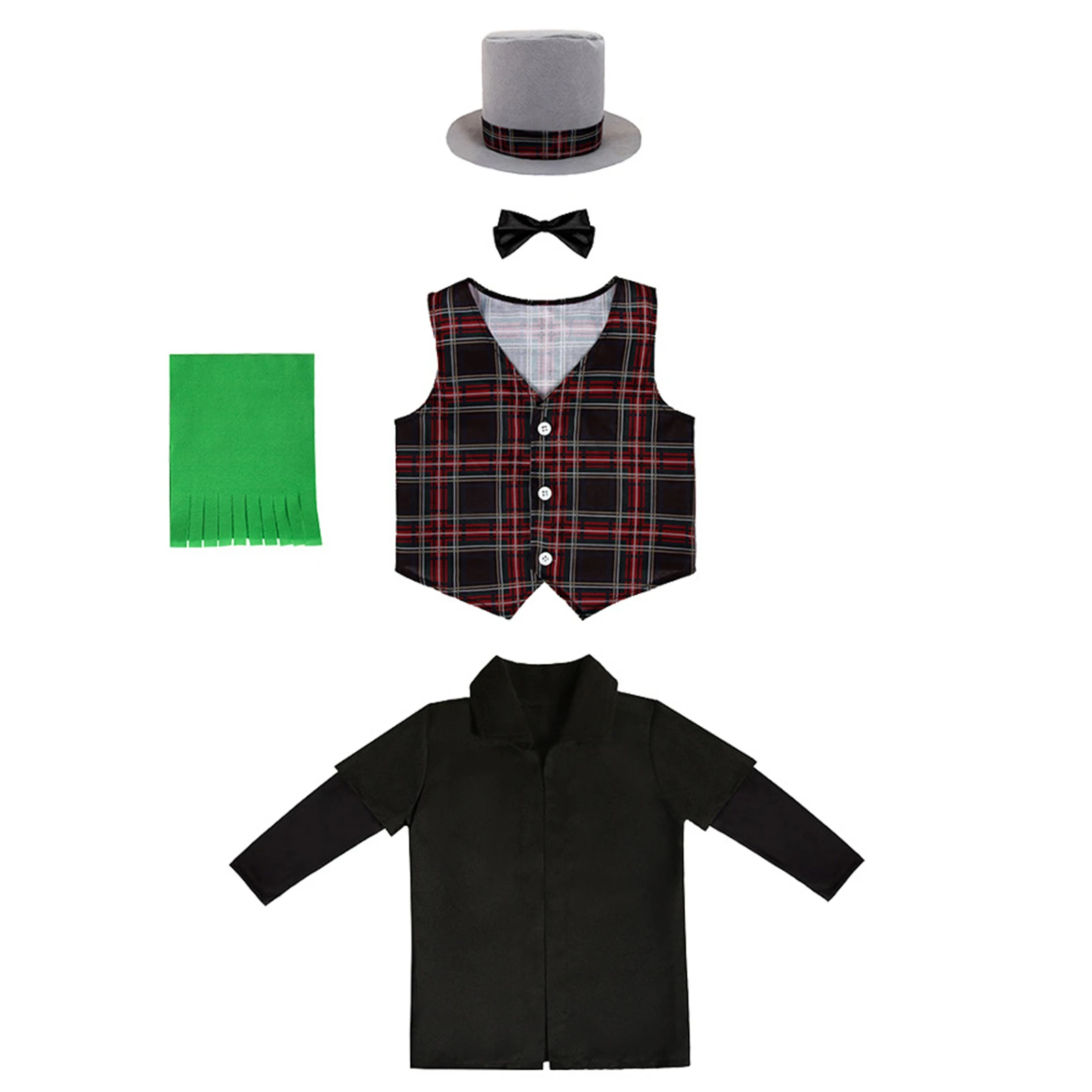 Ирландский костюм на день Святого Патрика, детский костюм для косплея, рубашка, жилет со шляпой, шарф, полный комплект для детей, подарок на вечеринку