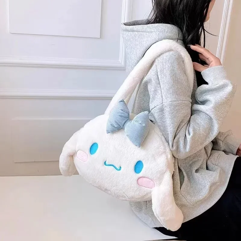 Sanrio My Melody Kuromi Cinnamoroll Kawaii Cute Anime Cartoon Peripheral Women's Plush Fashion Handbag Holiday Gift Wholesale