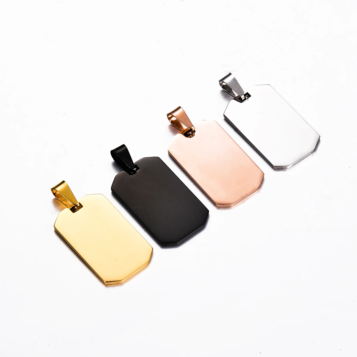 10 Pcs Wholesale 33x20 Rectangle Unisex Stainless Steel Stamping Blank ID Dog Tags Pendant Necklace Jewelry Makings