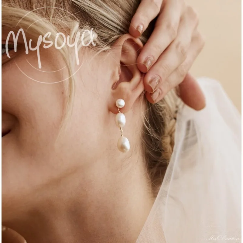 

MYSOYA серьги с белым пресноводным жемчугом 5-6 мм и 7-8 мм с подарочной коробкой для нее/его дня рождения/свадьбы/Рождества/новогоднего подарка