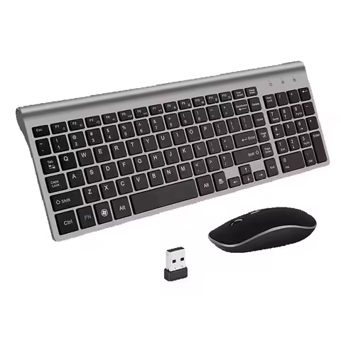 Jomaa Russian Spain Wireless Keyboard and Mouse Combo 2.4G Full Size Silent Button Keyboard Mouse Set for Laptop PC Computer