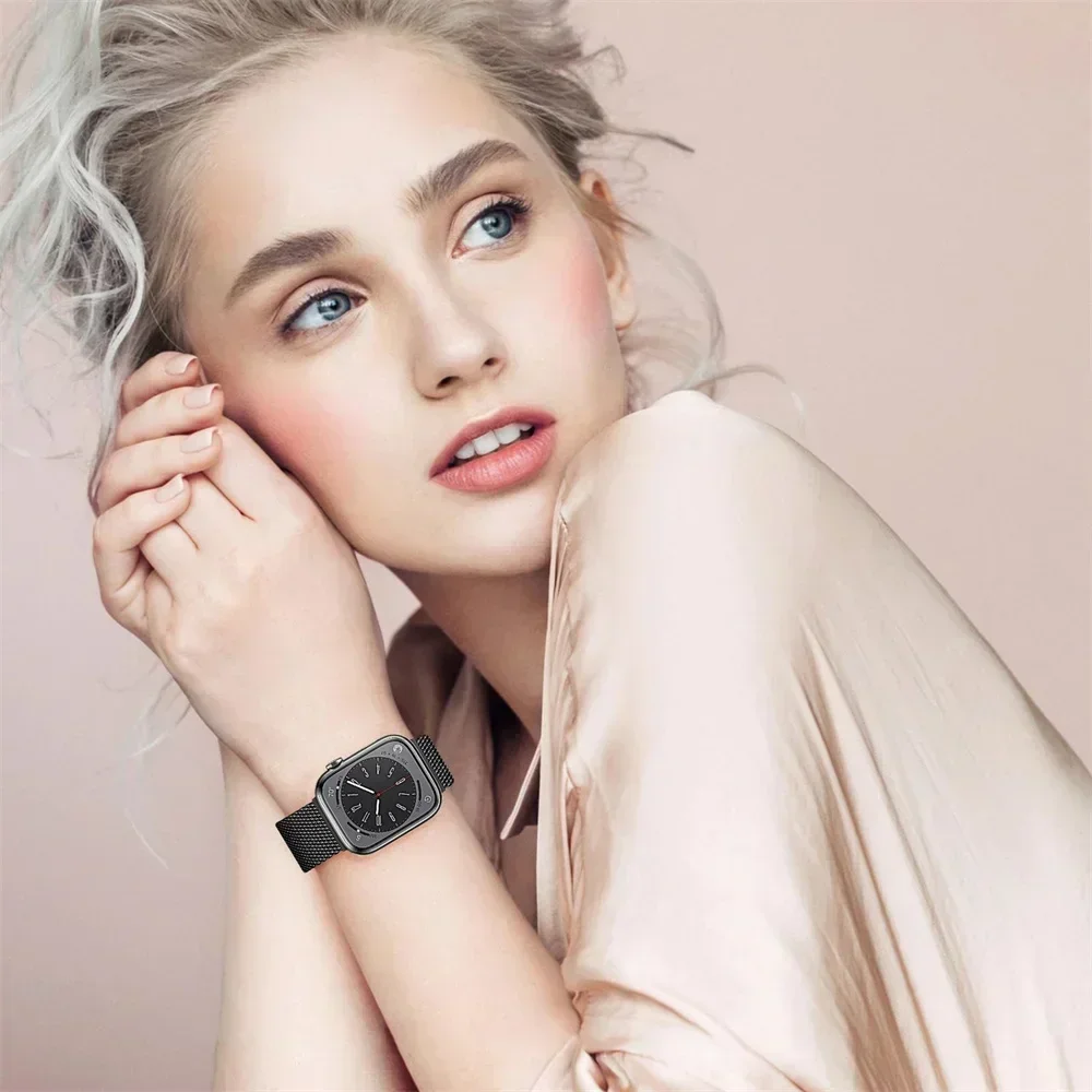 Milanese loop For Apple Watch straps 45mm-44mm 40mm 46mm 42mm-41mm sport bracelet iwatch series 8/7/6/5/4/SE/9/10 Ultra 2 49mm