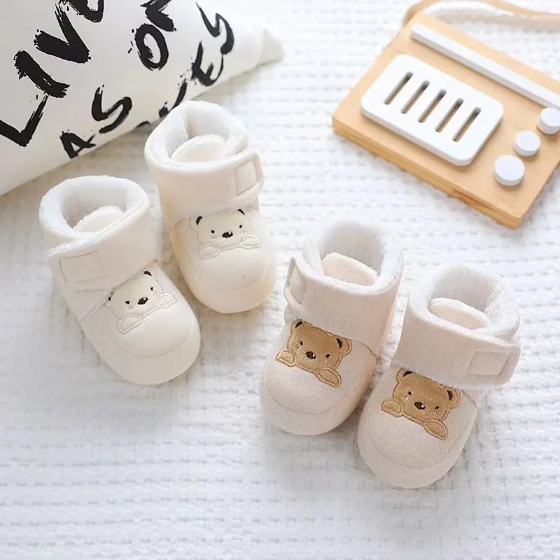 0-18M Warm Infant/Toddler Snow Boots Soft and Comfortable Girl/Baby/Boy Cute Little Bear Anti slip Newborn/Toddler Shoes