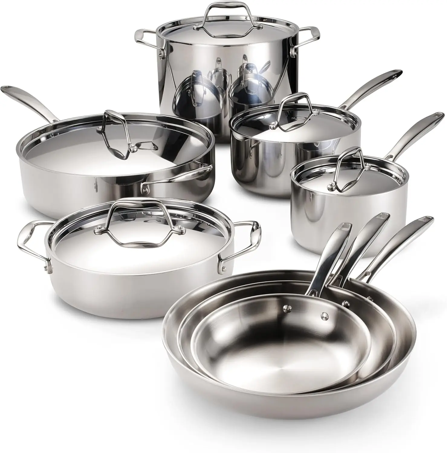 

Tramontina Tri-Ply Clad Stainless Steel 13-Piece Cookware Set With Lids, Pots And Pans Kitchen Set, Induction-Ready,