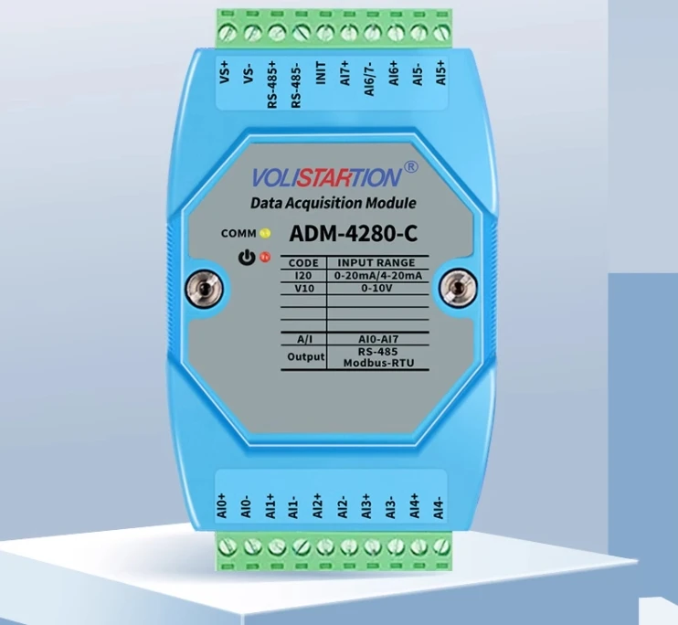 Módulo análogo da aquisição do sinal de 8 canais, 4-20mA, 0-10V, 0-20mA, 485 Modbus, ADM-4280-C