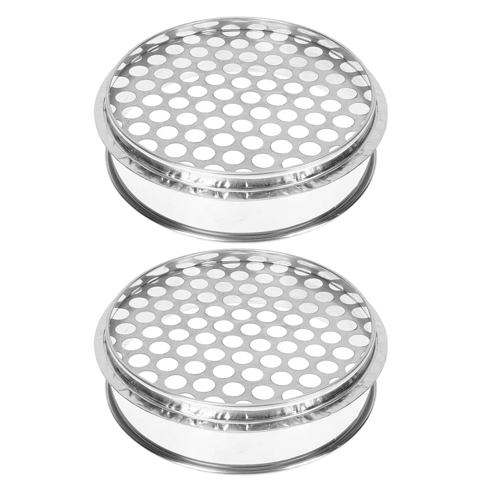 

2pcs Stainless Steel Round Hole Sieve For Blueberries Flour Soil Coffee Sifting Baking Gardening Compost Rock Sand Dirt Pellet