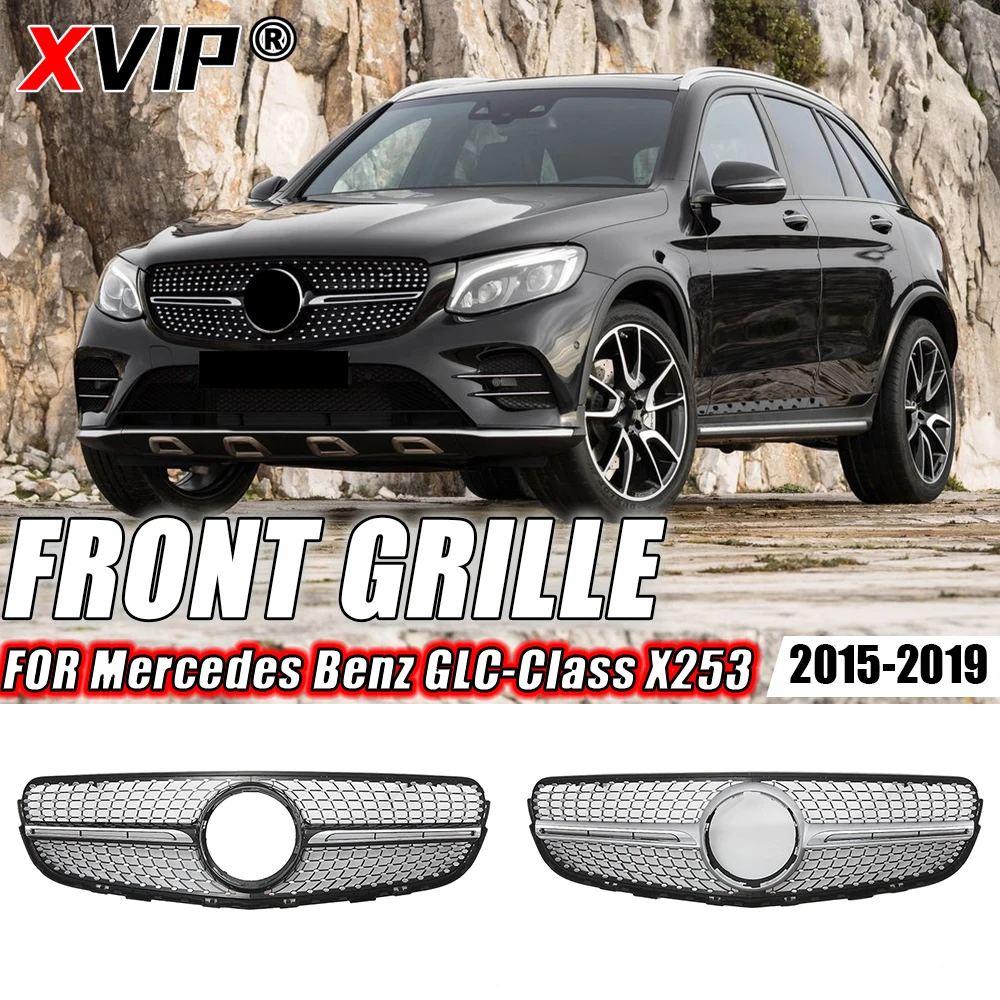 

XVIP Chrome Black Diamonds Style Front Bumper Grilles For Mercedes Benz GLC-Class X253 2015-2019 GLC250 GLC300 GLC350e GLC43 AMG