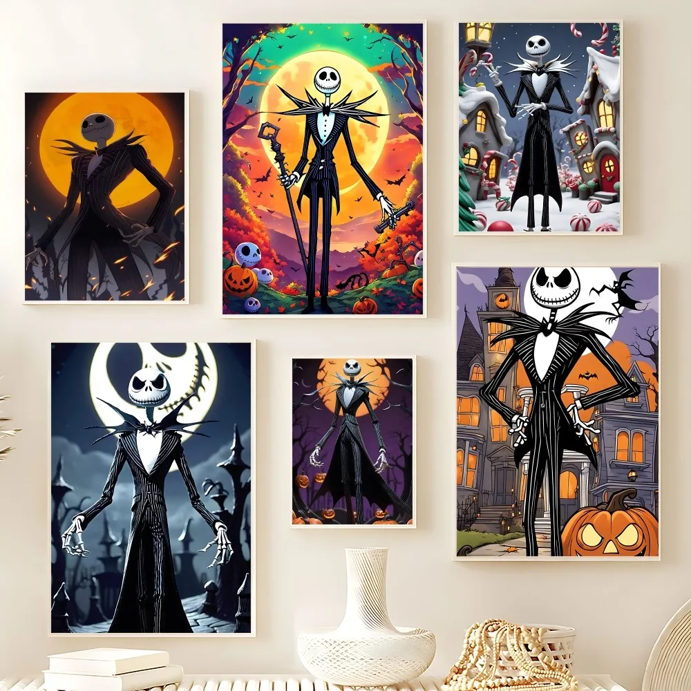 Klassischer Animationsfilm „Nightmare Before Christmas“ Jack, buntes Poster, Bild, Leinwand, Gemälde, Wandkunst, Heimdekoration, Druck