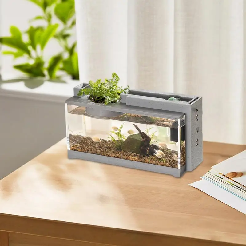 Acquario Mini acquario, acquario integrato con luce e pompa dell\'acqua bellissimo acquario decorativo per la casa retrò silenzioso piccolo