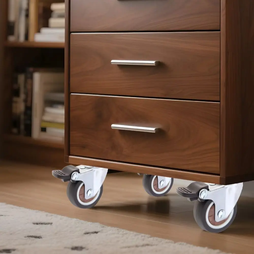 Metal Top Casters Wheels TPR Rubber Threaded Stem Furniture Casters Ball Bearings Soft Rubber Stem Caster Wheels Cabinet