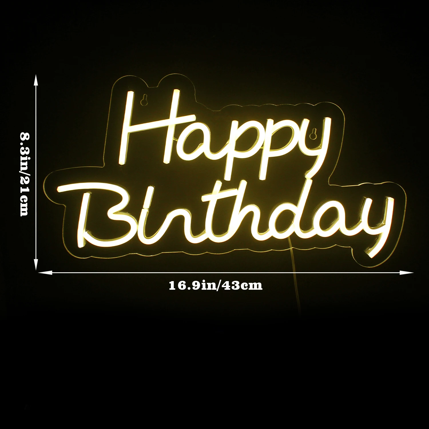 Imagem -03 - Happy Birthday Neon Led Sign Warm Lights Art Room Decoration Birthday Party Quarto Usb Powered Lâmpada de Parede Letter Logo