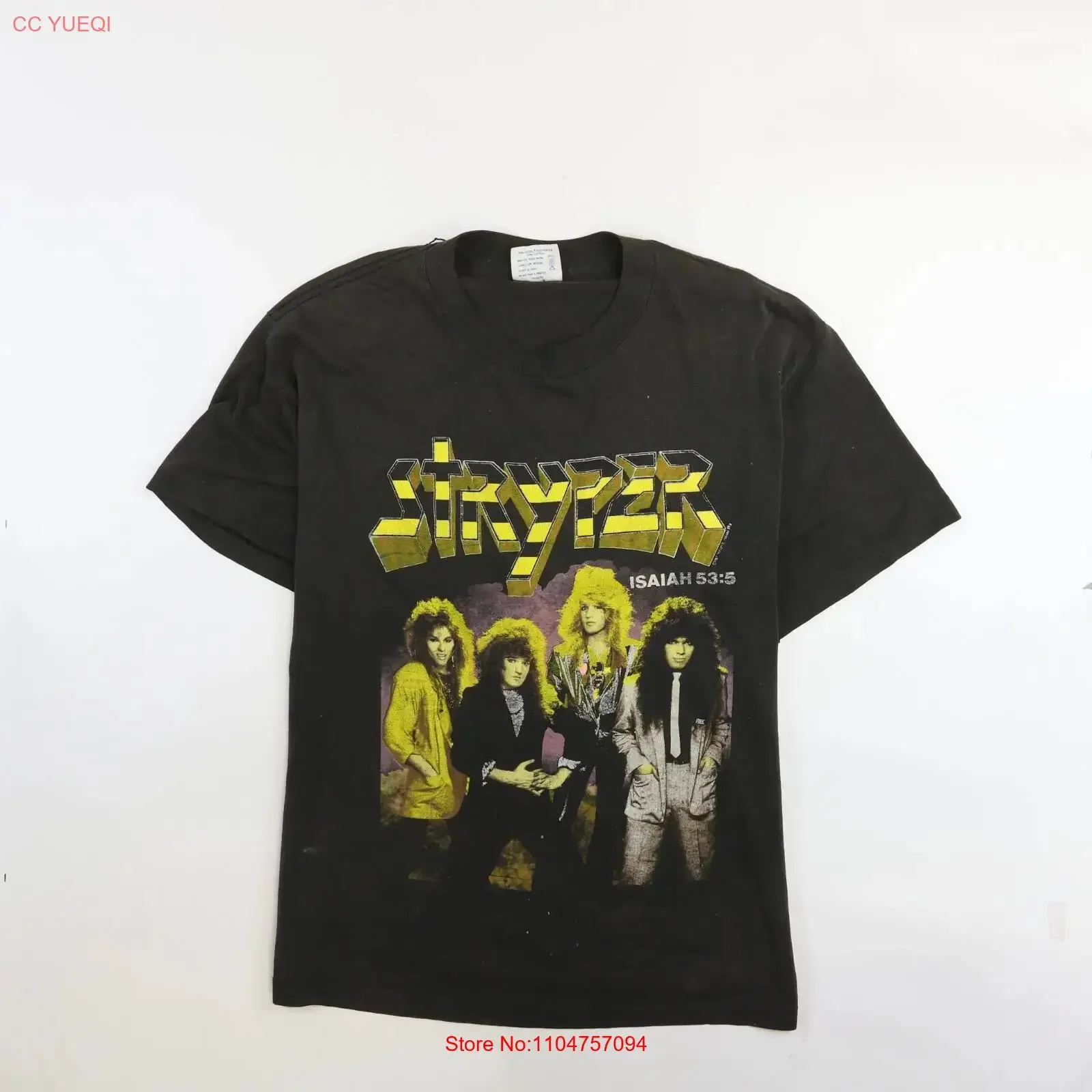 Vintage Stryper Isaiah 53 5 To Hell With The Devil World Tour T Shirt Large 80s vintage Washed Versatile Unisex Slightly
