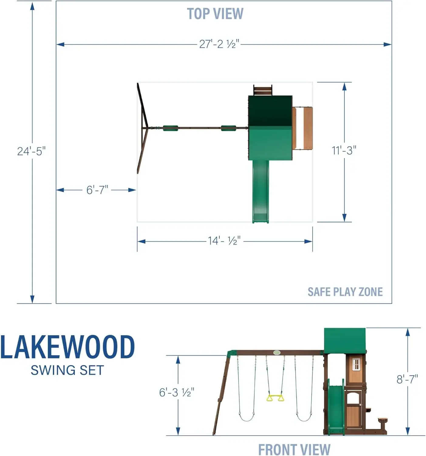 FAST SHIPPING.Discovery Lakewood Cedar Wood Swing Set, Covered Upper Deck with White Trim Window, Slide with Rails