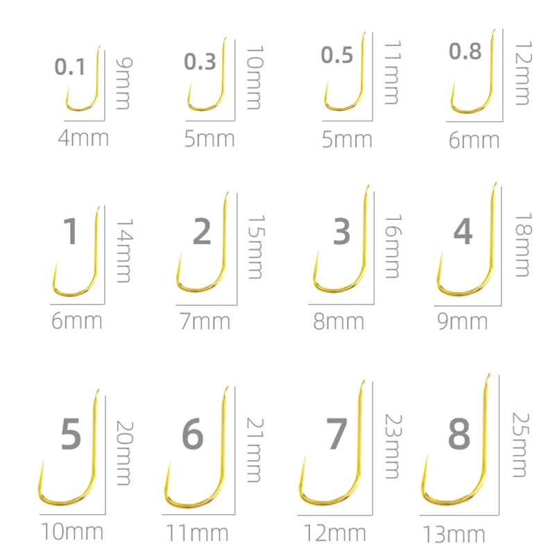 100 قطعة Shinkanto Barbless متعددة الأنواع متعددة الحجم خطافات ذهبية طويلة عرقوب معدات صيد سمك الشبوط والكارب