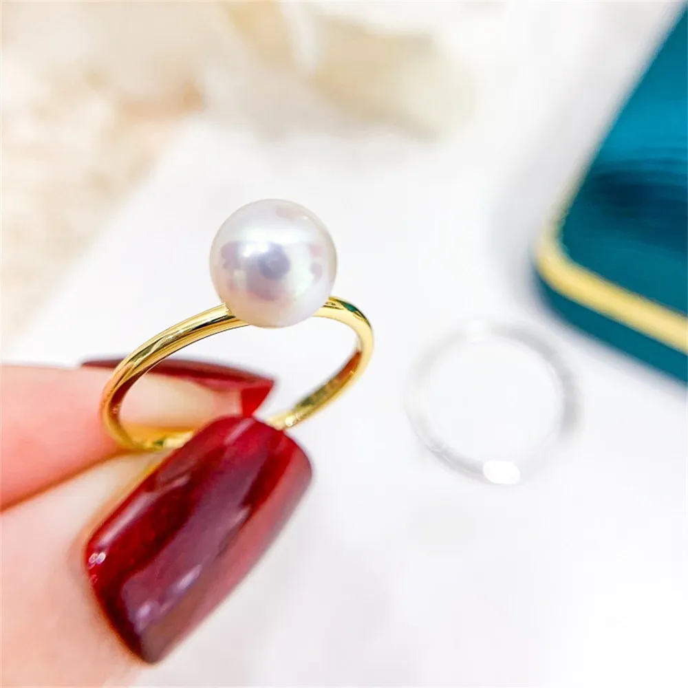 DIY Pearl Ring Accessories S925 Pure Silver Ring Empty Set Light Edition Ring Silver Jewelry Women's Fit 6-8mm Round Beads Z019