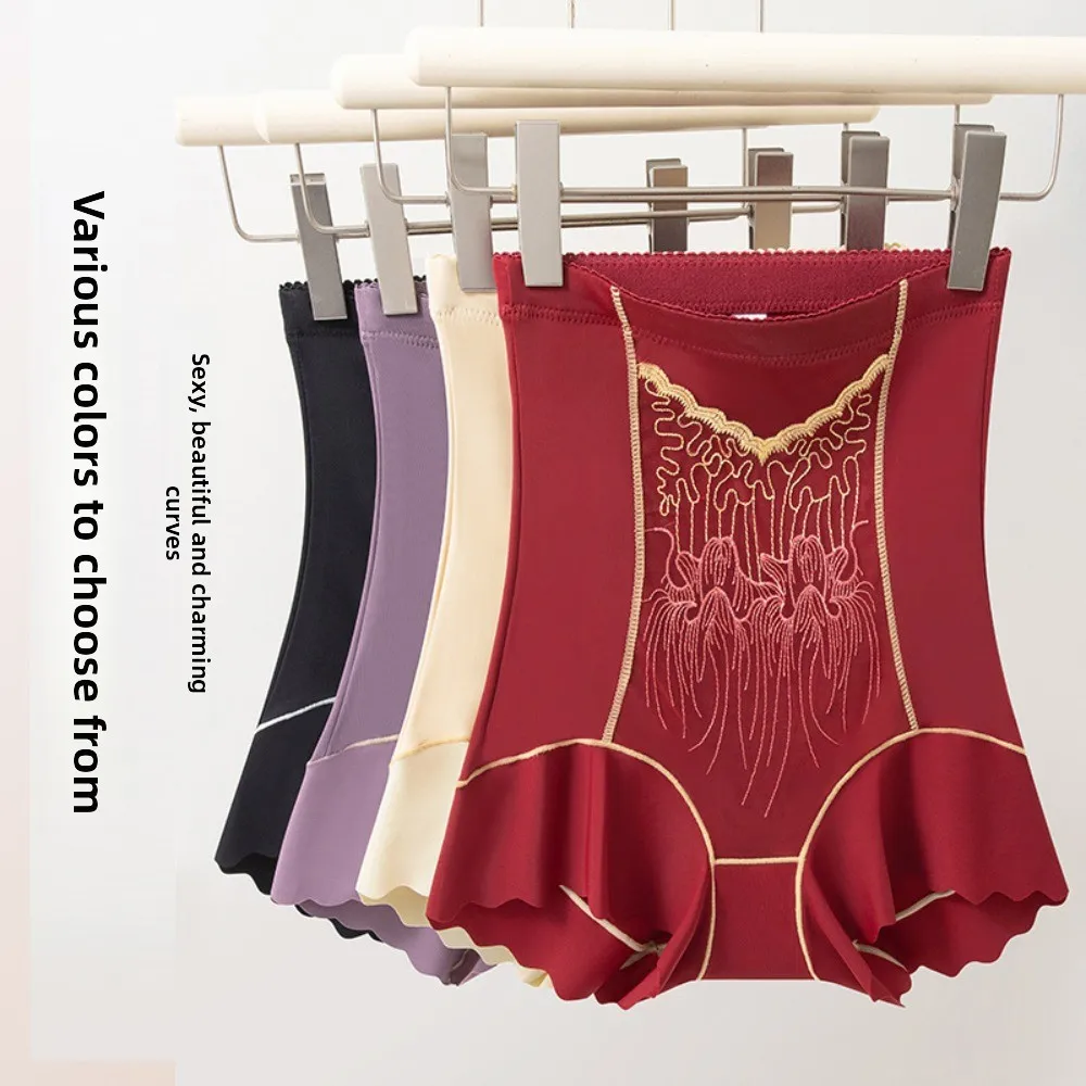 

High Waist Postpartum Body Shaper Embroidery Flower Shapewear Butt Lifter Briefs Waist Trainer Floral Panties