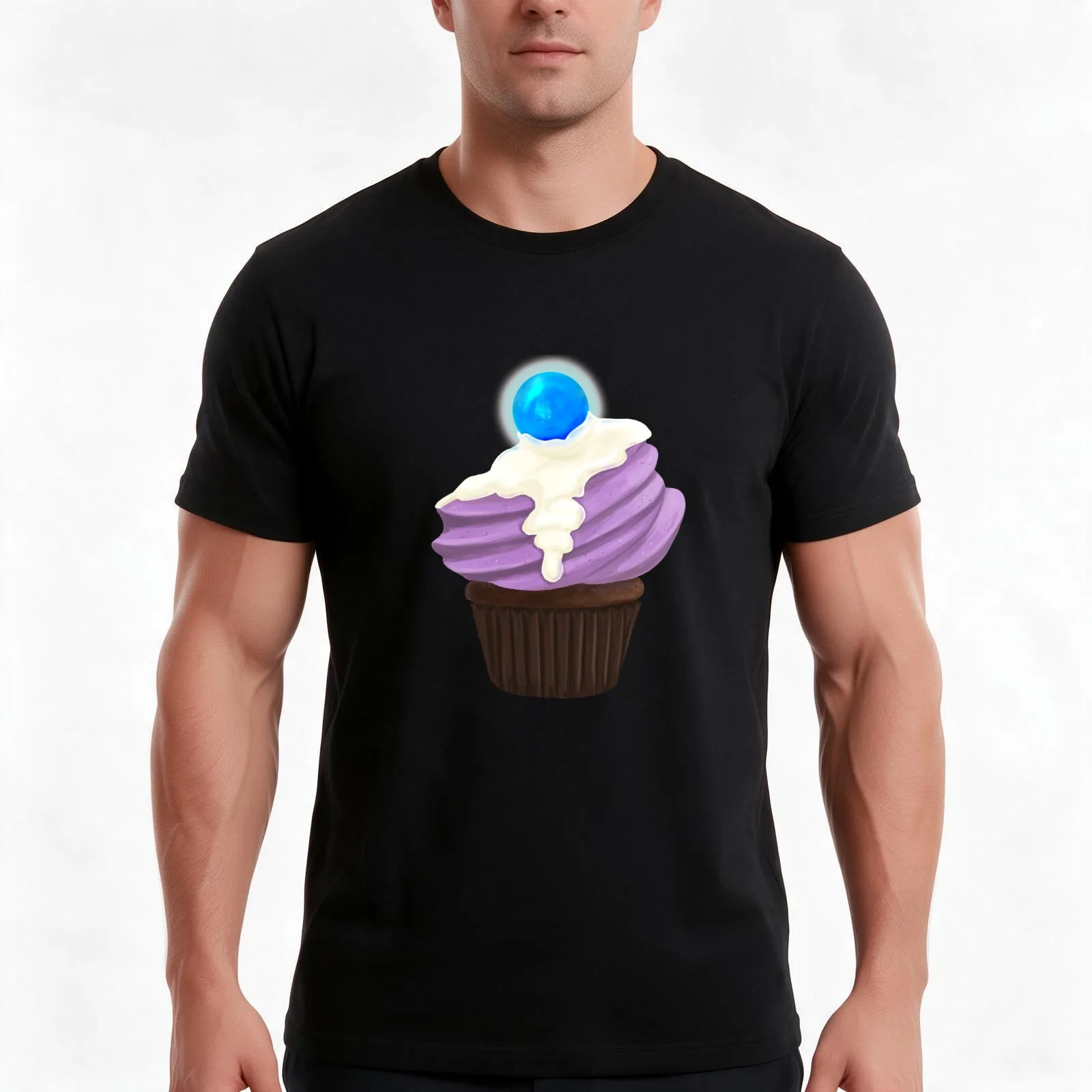 Cupcake T-Shirt, Summer Casual Cotton Tee, Oversized Streetwear Tops, Vintage Graphic Print, Loose Fit Short Sleeve, 100% Cotton