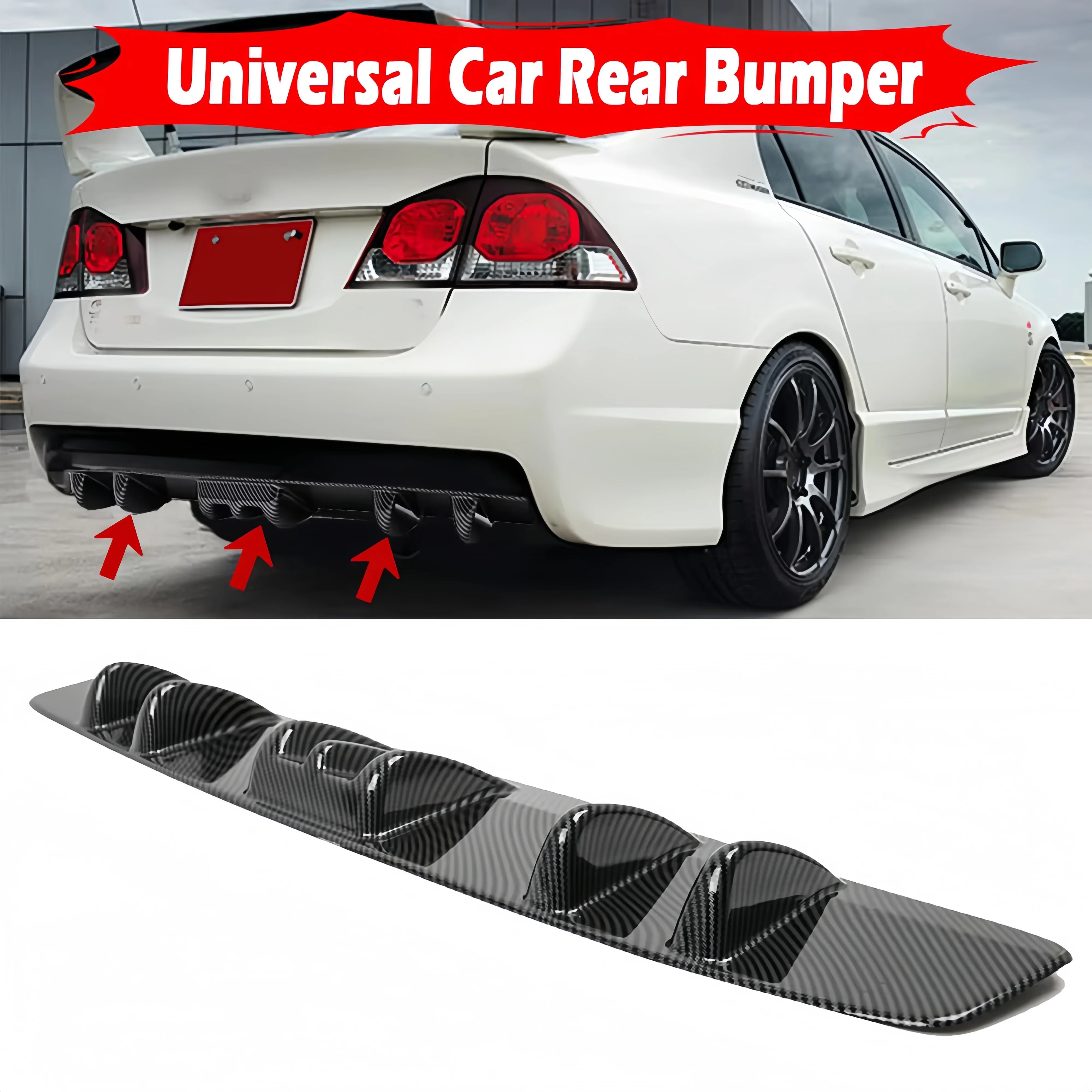 

1 Pcs Universal Car Rear Bumper Lip Diffuser 7-Fin Shark Fin Style Car Black Bumper for BMW E60 E46 E90 F10 for Audi A4 B8 A3 A6