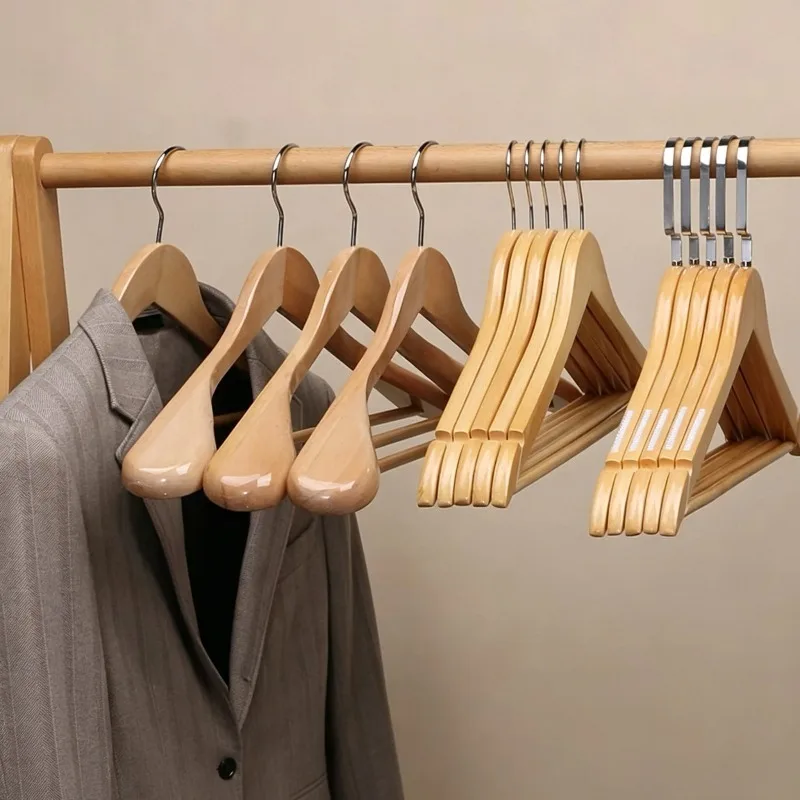 Thickened Solid Wood Clothes Hanger Non Slip Garment Rack Matching Trouser Holder For Hotel Household Wardrobe Clothes Storage