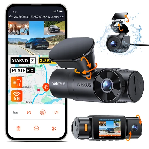 Vantrue N4S DashCam 3 canales WiFi STARVIS 2 2.7K + 1440P + 1440 cámara trasera impermeable HDR IR visión nocturna GPS 24h modo de embalaje