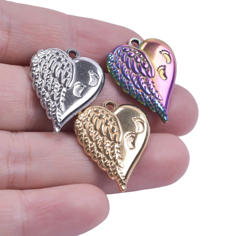 Fashion Heart Wings Bulk Charms For Jewelry Making Supplies Cute Foot Print Accessories Women/Men Pendant DIY Anniversary Gift