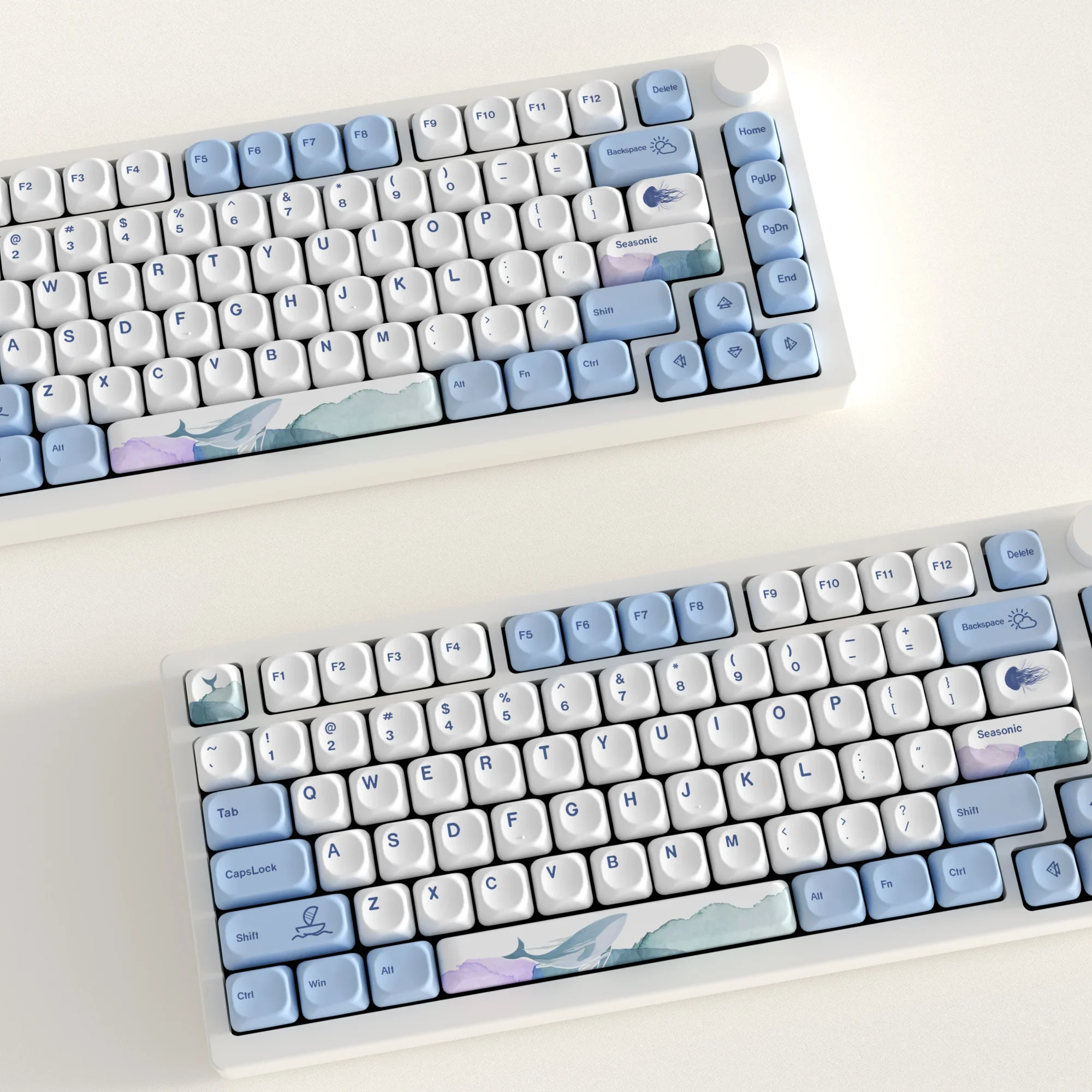 KBDiy PBT Keycaps Ocean Whale Keycap KOA Profile Mechanical Game Keyboard Key Caps for MX Switch F108 F99 Pro ACE60 ACE68 RAINY7