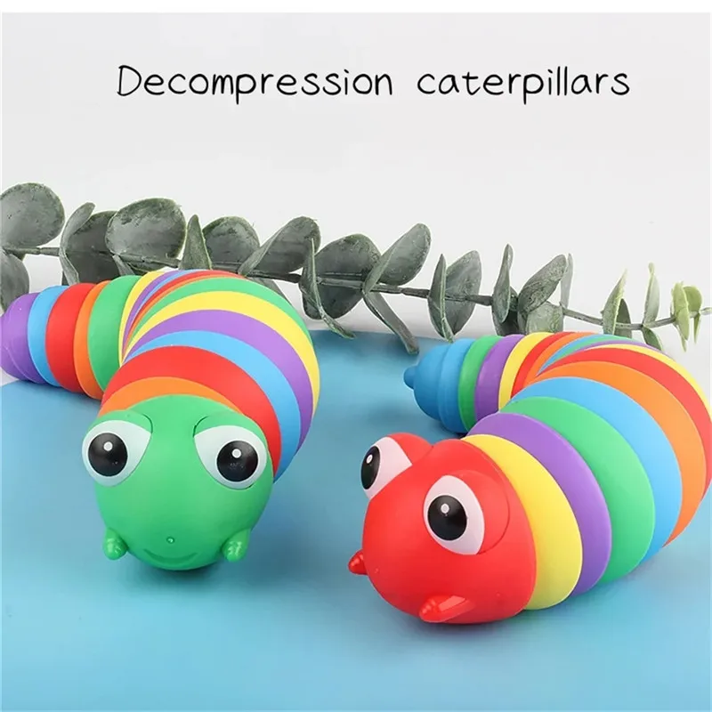 Colorful Simulation Caterpillar Antistress Toy Funny Fidget Decompression Articulated 3D Stress Reliever Gift Toy for Kids Adult