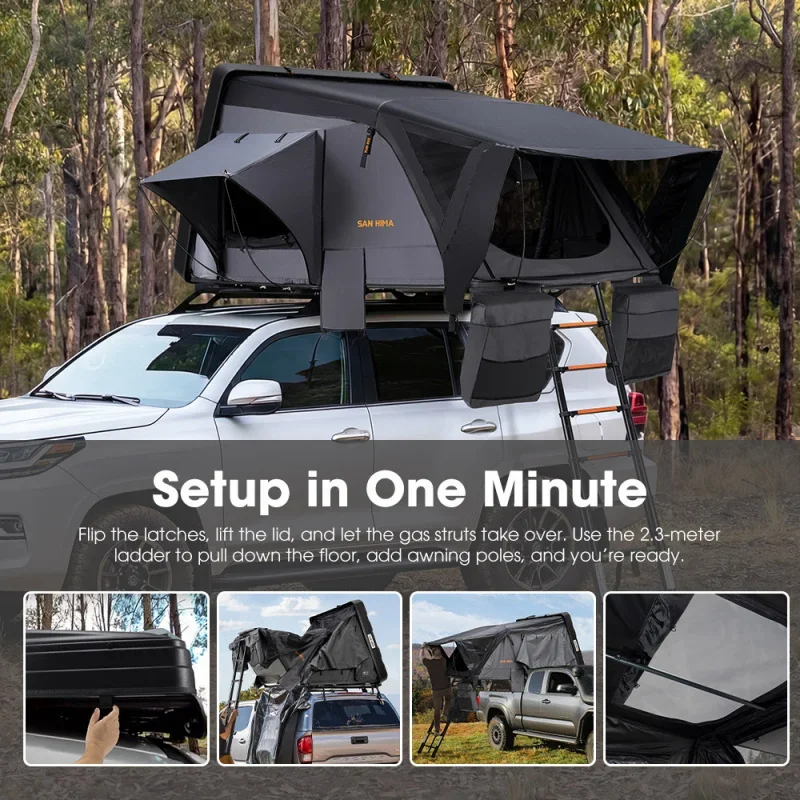 KQX Clamshell ABS Hardshell Rooftop Tent Quick Setup Built-in Digital Panel Lightweight Tent 4x4 Offroad Camping