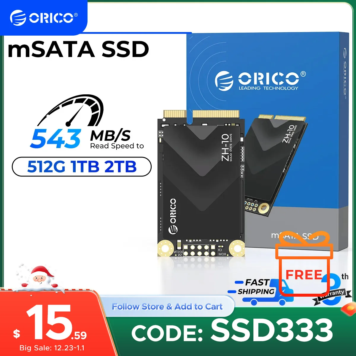 ORICO mSATA SSD SATA III 6Gbps 3D NAND Internal Solid State Drive 128GB 256GB 512GB 1TB 2TB for Laptops Ultrabooks Desktop-ZH10