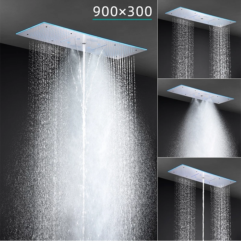 Embedded concealed shower head, wall-mounted, hidden, pre-buried, sky-high, giant overhead shower head with music function