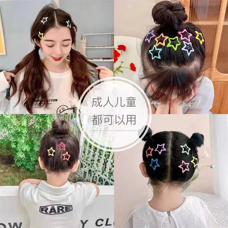 5Pcs Colorful Star Hair Clip Children\'s Colorful Five Pointed Star Girl\'s Side Clip with Small Fragmented Hair BB Clip Headpiece