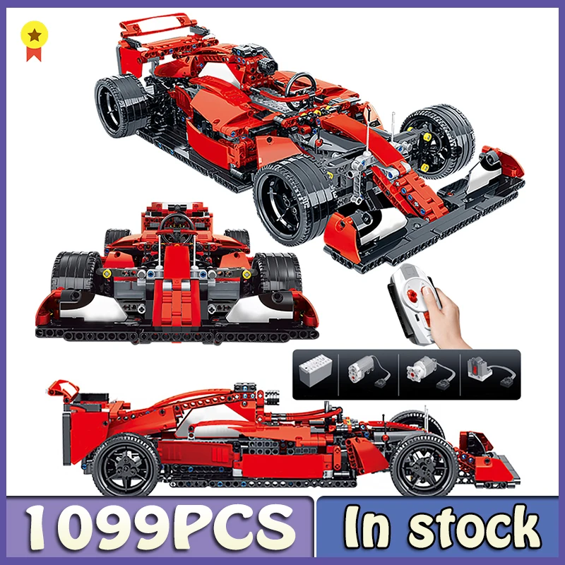 

New Technical F1 Expert Famous Brand Spot Track Red Sports Auto Speeding Car Model Building Blocks Children's Toys Birthday Gift