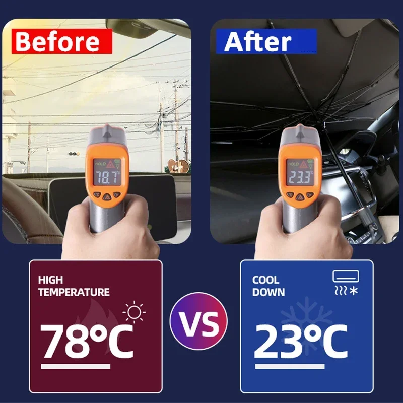 2024 aggiornato parabrezza per auto parasole ombrello pieghevole parasole per auto copertura per finestra anteriore per protezione dai raggi UV e protezione dal calore solare