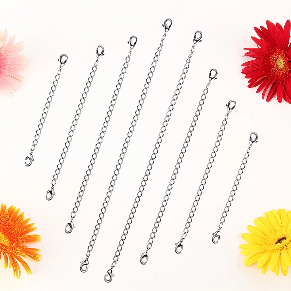 

8Pcs Stainless Steel Extender Chain Set 15cm 10cm 7cm 5cm Lobster Clasp Necklace Bracelet Extension DIY Jewelry